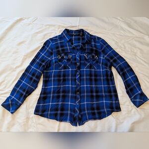 G.I.L.I. Black and Blue Plaid Shirt